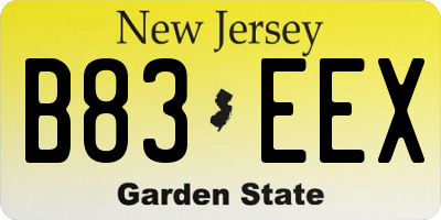 NJ license plate B83EEX