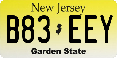 NJ license plate B83EEY