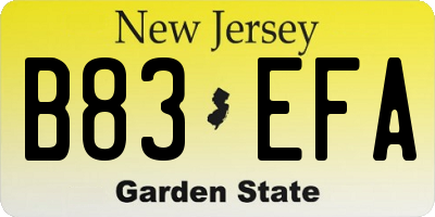 NJ license plate B83EFA