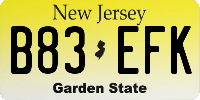 NJ license plate B83EFK