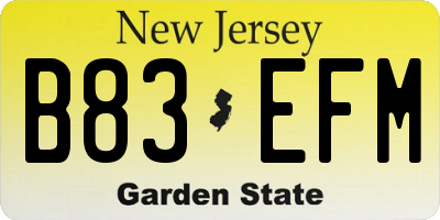 NJ license plate B83EFM