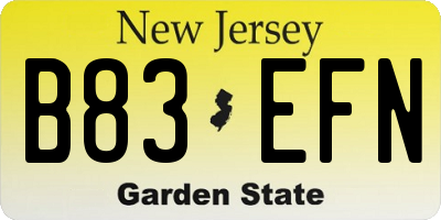 NJ license plate B83EFN