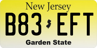 NJ license plate B83EFT