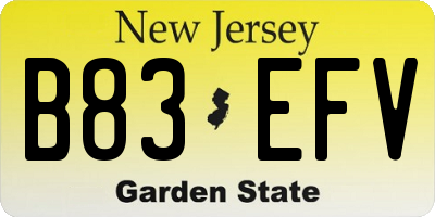 NJ license plate B83EFV