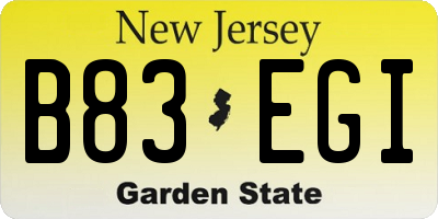 NJ license plate B83EGI