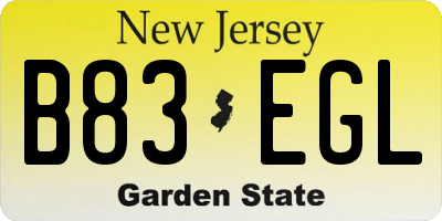 NJ license plate B83EGL