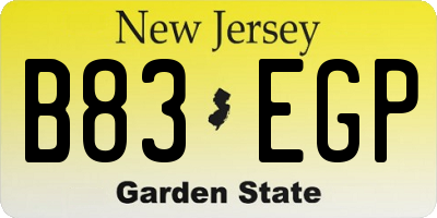 NJ license plate B83EGP