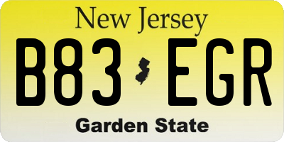 NJ license plate B83EGR