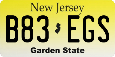 NJ license plate B83EGS