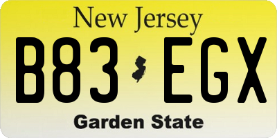 NJ license plate B83EGX