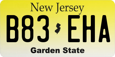 NJ license plate B83EHA