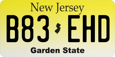 NJ license plate B83EHD