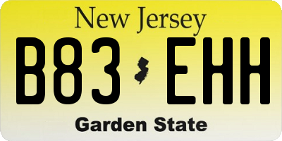 NJ license plate B83EHH