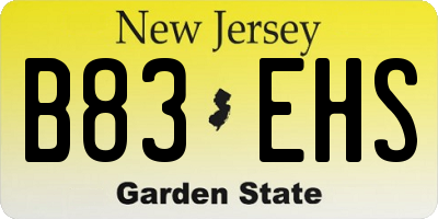 NJ license plate B83EHS