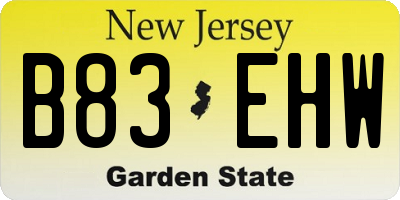 NJ license plate B83EHW