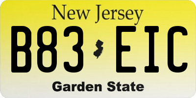 NJ license plate B83EIC