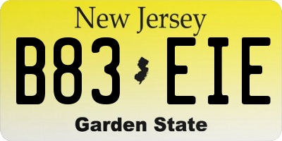NJ license plate B83EIE
