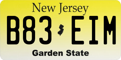 NJ license plate B83EIM