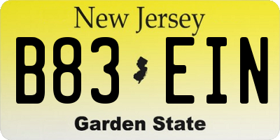NJ license plate B83EIN