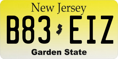 NJ license plate B83EIZ