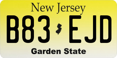 NJ license plate B83EJD