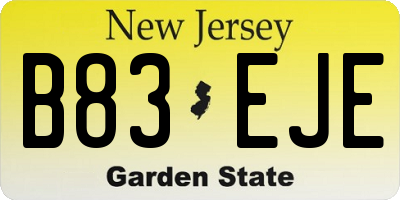 NJ license plate B83EJE