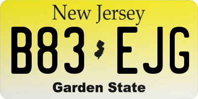 NJ license plate B83EJG