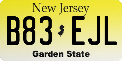 NJ license plate B83EJL