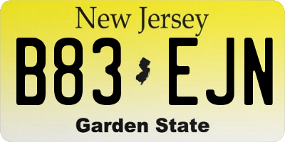 NJ license plate B83EJN