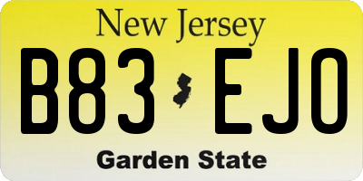 NJ license plate B83EJO