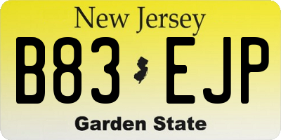 NJ license plate B83EJP