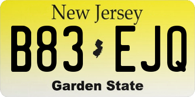 NJ license plate B83EJQ