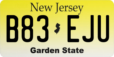NJ license plate B83EJU