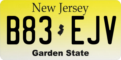 NJ license plate B83EJV