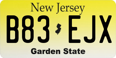 NJ license plate B83EJX