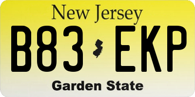 NJ license plate B83EKP