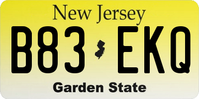NJ license plate B83EKQ