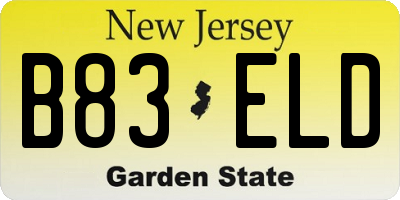 NJ license plate B83ELD