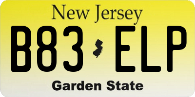 NJ license plate B83ELP
