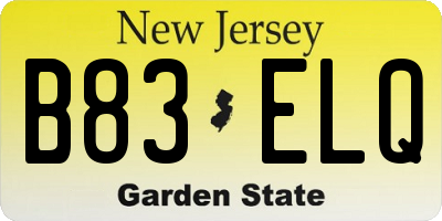 NJ license plate B83ELQ