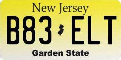 NJ license plate B83ELT