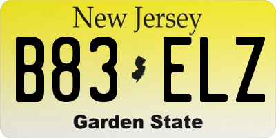 NJ license plate B83ELZ