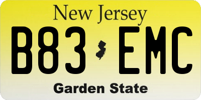 NJ license plate B83EMC