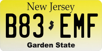NJ license plate B83EMF