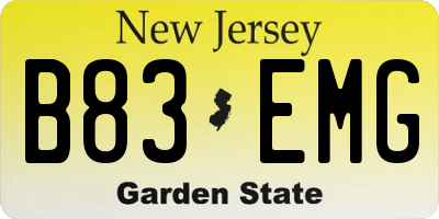 NJ license plate B83EMG