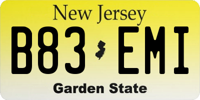 NJ license plate B83EMI