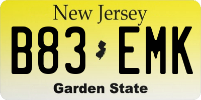 NJ license plate B83EMK