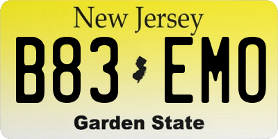 NJ license plate B83EMO