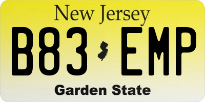 NJ license plate B83EMP