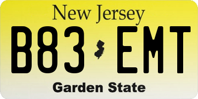 NJ license plate B83EMT